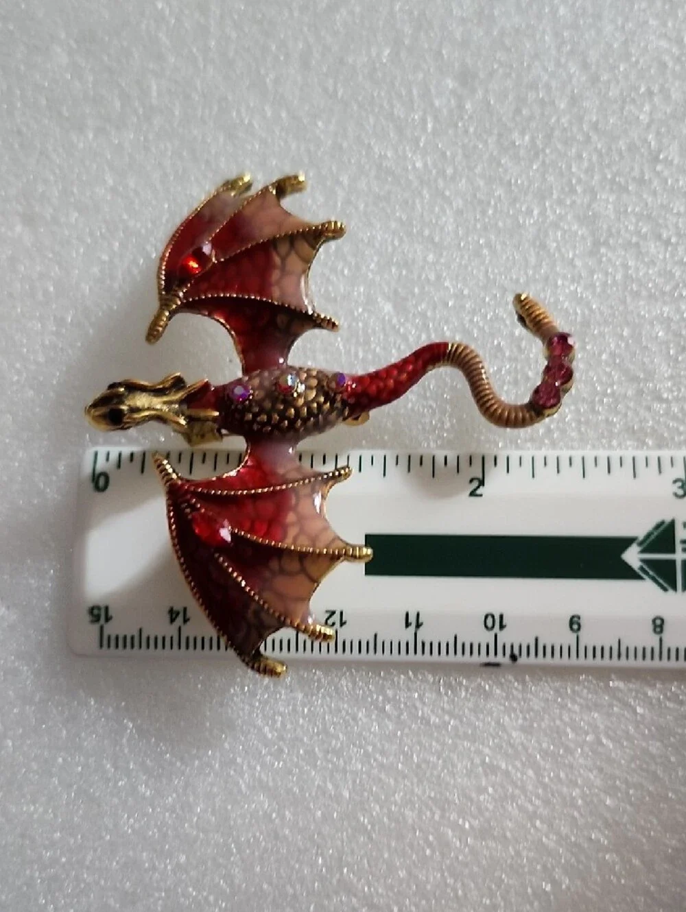 Red Enamel Dragon Wing Brooch